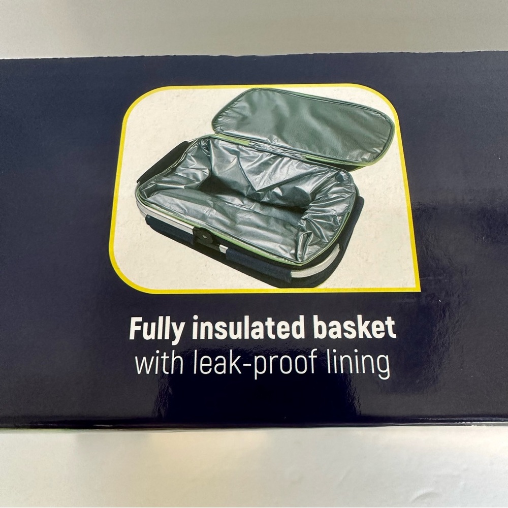 Eternal Lifestyle Insulated Folding Picnic Basket Navy Blue 18x11x14 Cooler Tote - Picture 11 of 17